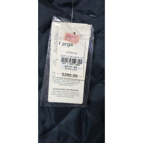 Jacqueline Ferrar JC Penny Large Green Quilt Lined Zip Leather Anorak Coat NWT - Picture 10 of 16